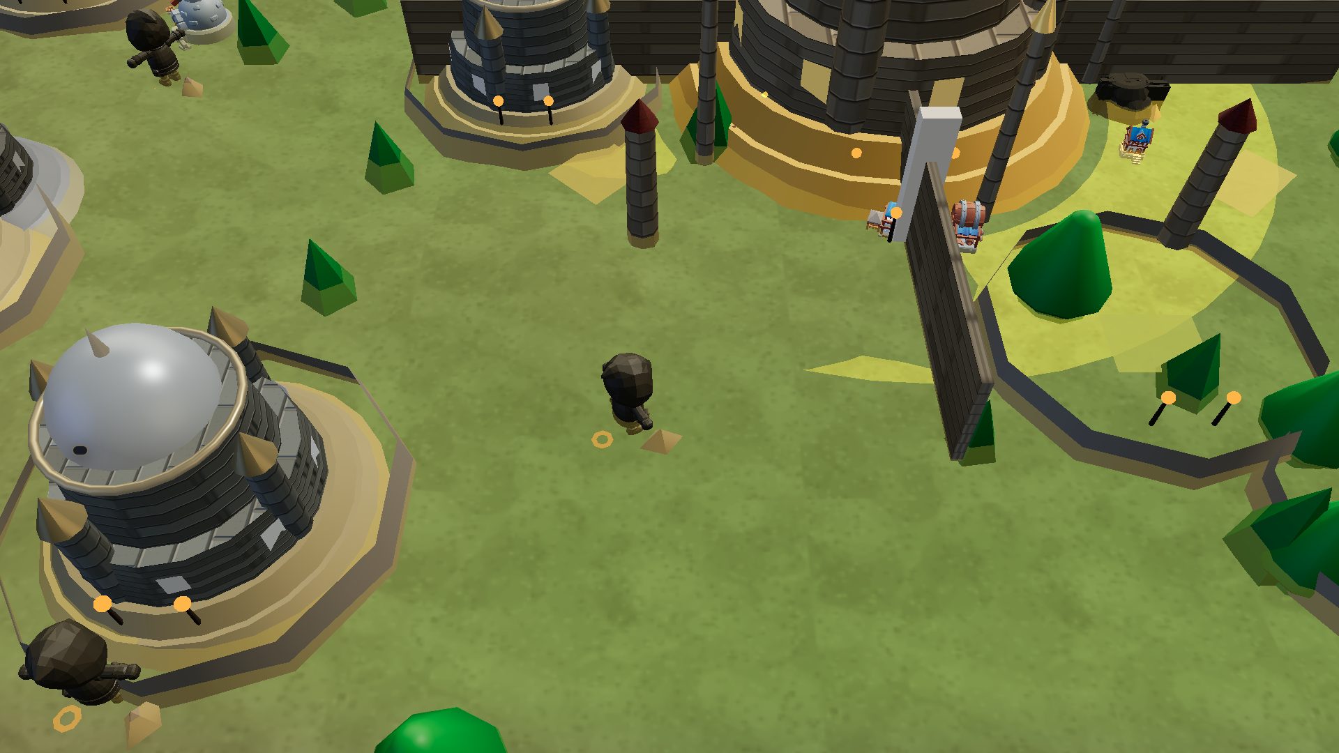 A close view of a keep beside a timber wall on the world map