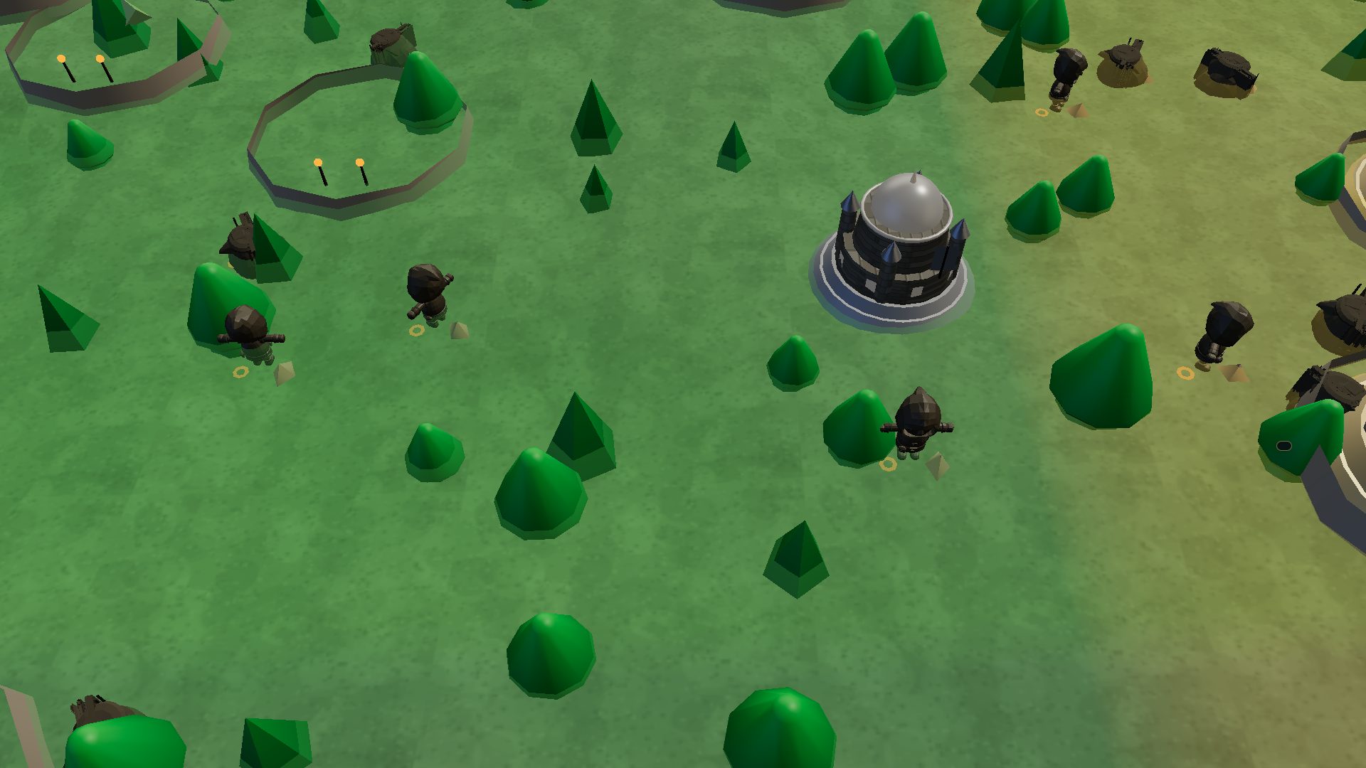 Open ground and a keep in the west of the world map