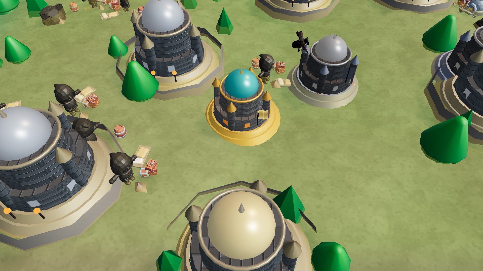 A closer view of a cluster of keeps on the world map